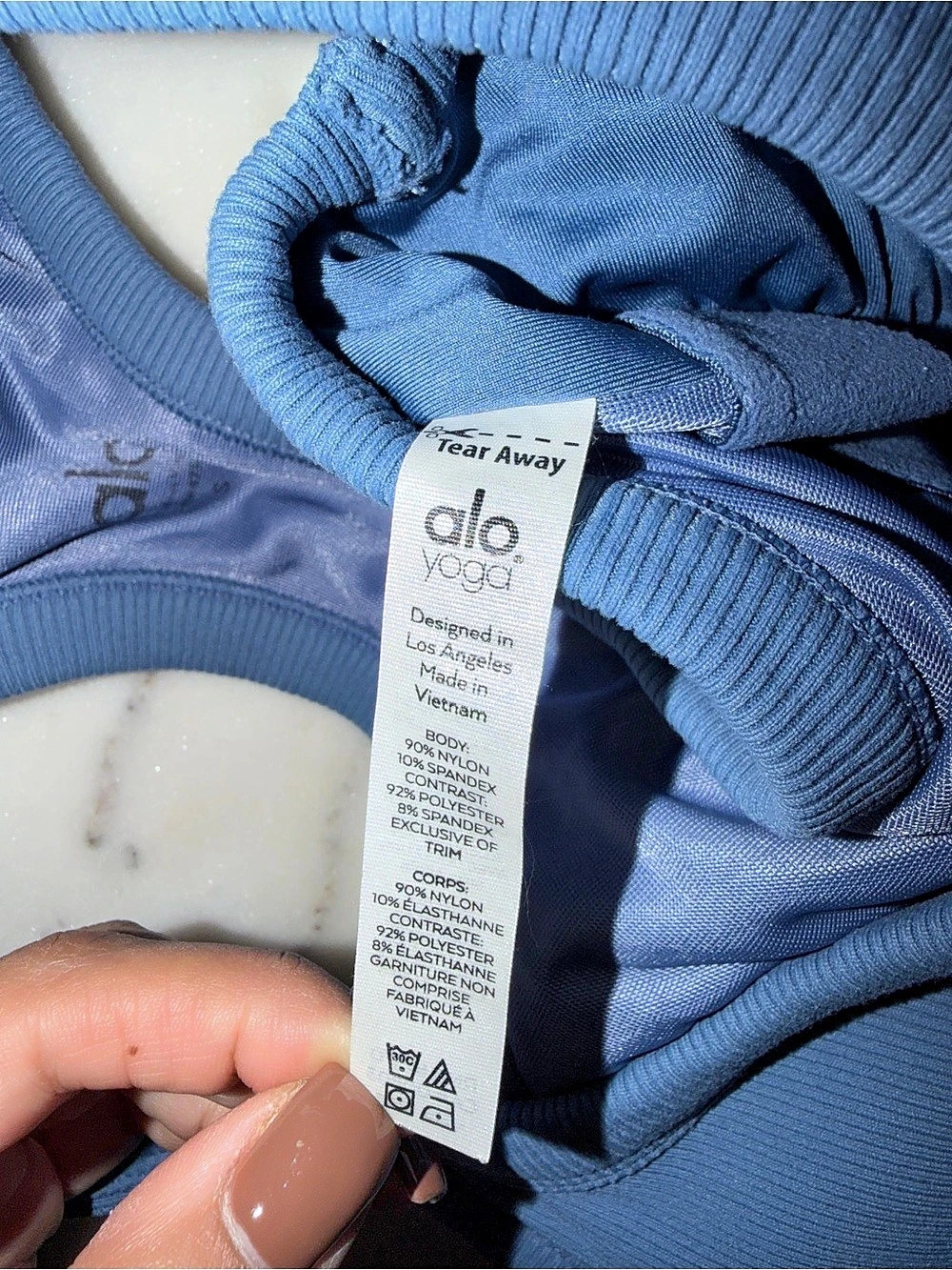 Alo Ribbed Racerback Tank in Blue - Picture 4 of 4